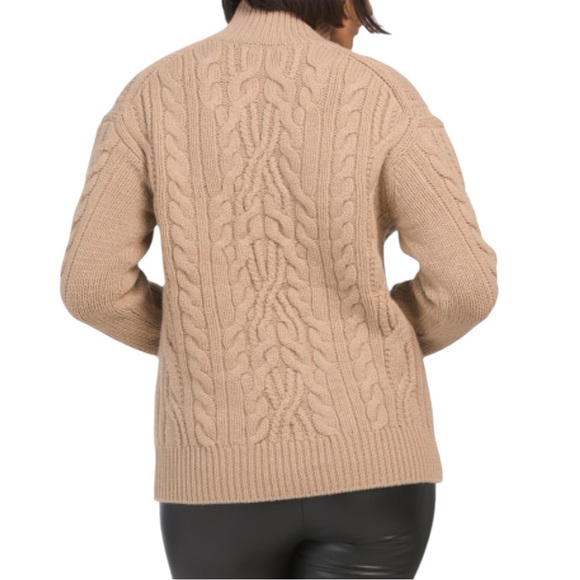 VINCE Camel Wool And Cashmere Blend Cable Knit Sweater - Picture 3 of 4